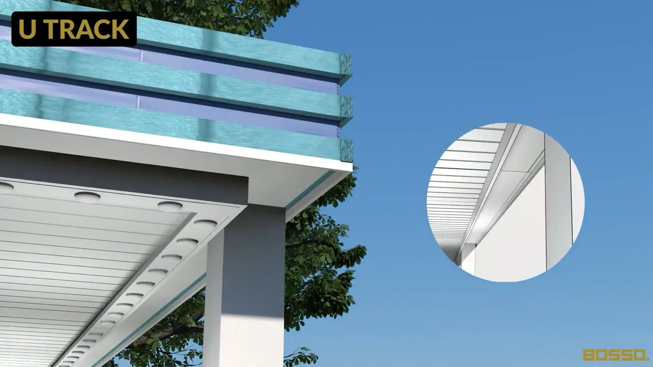 U Track mounting illustration showing the profile beneath the roof edge